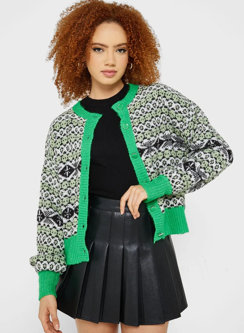 ONLY Printed Puff Sleeve Cardigan