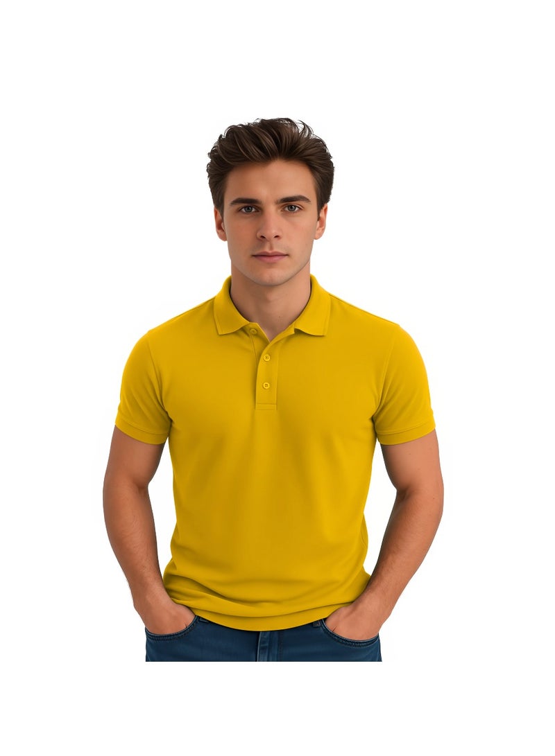 PRINTSHOP4ME Interlock Men's Regular Fit Polo T-shirt Pure Cotton Short Sleeve 220 GSM Basic Colors - Image 1
