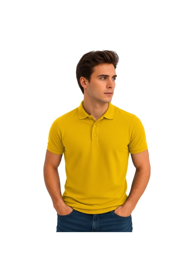 PRINTSHOP4ME Interlock Men's Regular Fit Polo T-shirt Pure Cotton Short Sleeve 220 GSM Basic Colors - Image 3
