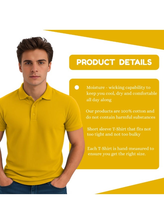 PRINTSHOP4ME Interlock Men's Regular Fit Polo T-shirt Pure Cotton Short Sleeve 220 GSM Basic Colors - Image 4