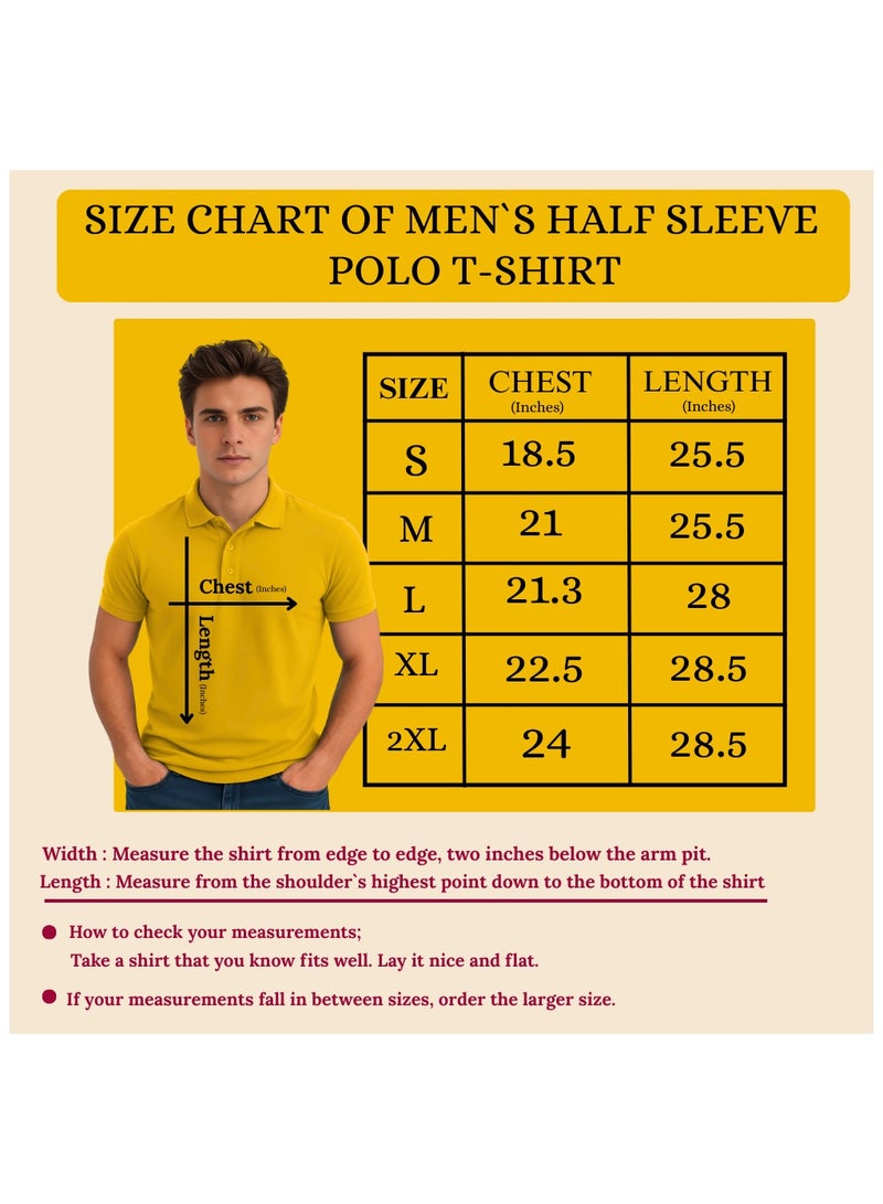 PRINTSHOP4ME Interlock Men's Regular Fit Polo T-shirt Pure Cotton Short Sleeve 220 GSM Basic Colors - Image 2