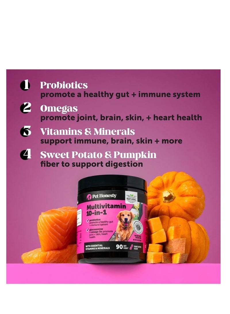 Pet Honesty 10-in-1 Dog Multivitamin Soft Chews with Glucosamine, Probiotics & Omega Fish Oil | Joint, Digestive, Skin & Coat, Heart and Immune Support | 90 Soft Chews - Image 2