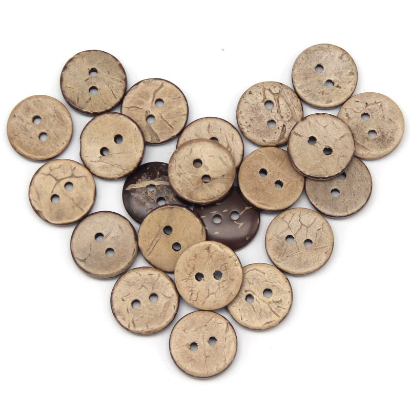 USOSOU 100pcs 15mm059inch Brown Natural Coconut Shell Buttons 2 Holes EcoFriendly Wooden Buttons for Sewing Children Handmade Scrapbooking Baby Clothes DIY Crafts