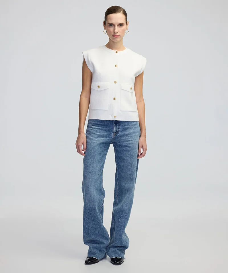 ابيكول Gold-Button Knit Vest