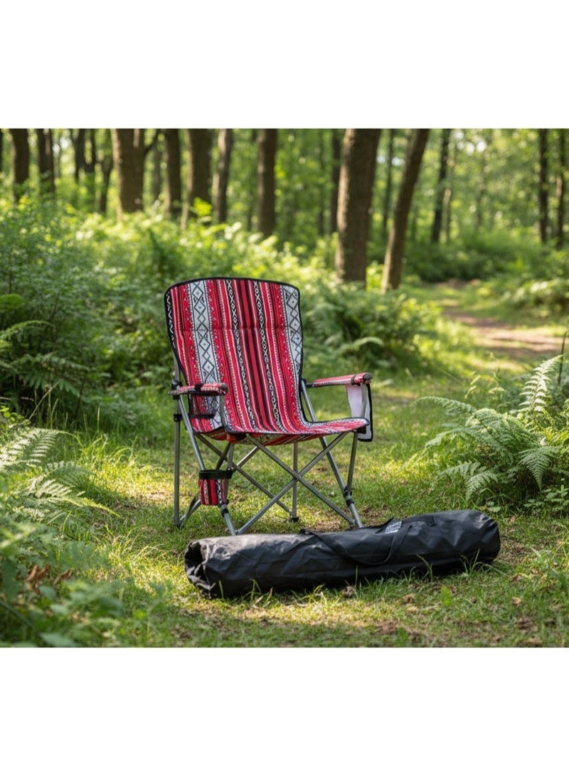 GO2CAMPS Premium Foldable Heritage Sadu Red Camping Chair with Cup Holder â€“ Traditional Arab Design | Portable Lightweight Outdoor Seat with Armrests | Heavy-Duty Frame for Desert, Beach, BBQ, and Majlis | Supports Up to 150 Kg | Trip Chair,Camping,Gardening,Fishing,Travel,Picnic and Festivals [ SADU RED ] - Image 2