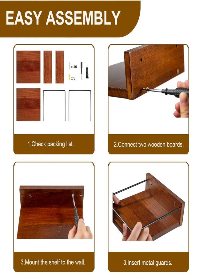 ARTORA Wall Mounted Plant Holder, Wooden Floating Shelves for Flower Pot Wall Hanging Wood Rack Farmhouse Small Decorative Wall Shelf for Bedroom Living Room Bathroom Porch Balcony Decor (2 Pack) - Image 5