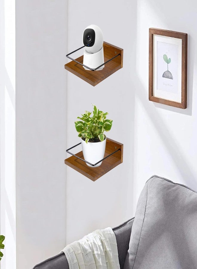 ARTORA Wall Mounted Plant Holder, Wooden Floating Shelves for Flower Pot Wall Hanging Wood Rack Farmhouse Small Decorative Wall Shelf for Bedroom Living Room Bathroom Porch Balcony Decor (2 Pack) - Image 4