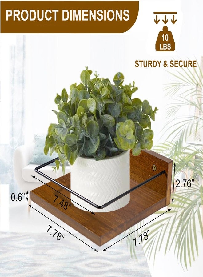 ARTORA Wall Mounted Plant Holder, Wooden Floating Shelves for Flower Pot Wall Hanging Wood Rack Farmhouse Small Decorative Wall Shelf for Bedroom Living Room Bathroom Porch Balcony Decor (2 Pack) - Image 3