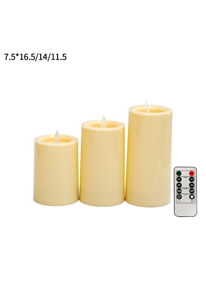 الشموع بدون لهب – شموع عمودية من الشمع الحقيقي تعمل بالبطارية مع تأثير فتيل متحرك متلألئ، مجموعة شموع زجاجية ذهبية مع جهاز تحكم عن بُعد ومؤقت دوري، عبوة من 3 قطع – مثالية للحفلات، الهالوين، الأعراس، وتزيين المنزل - Image 1