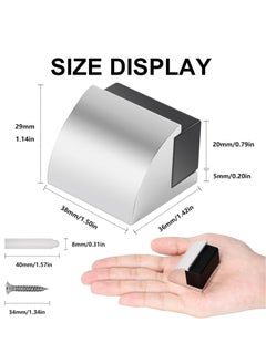SYOSI 2 Packs Floor Mounted Door Stops Rubber Black Door Stop Modern Chrome Silver Door Stopper Solid Metal Doorstop Wall Protector with Bumper Buffer and Fixings  - Image 5