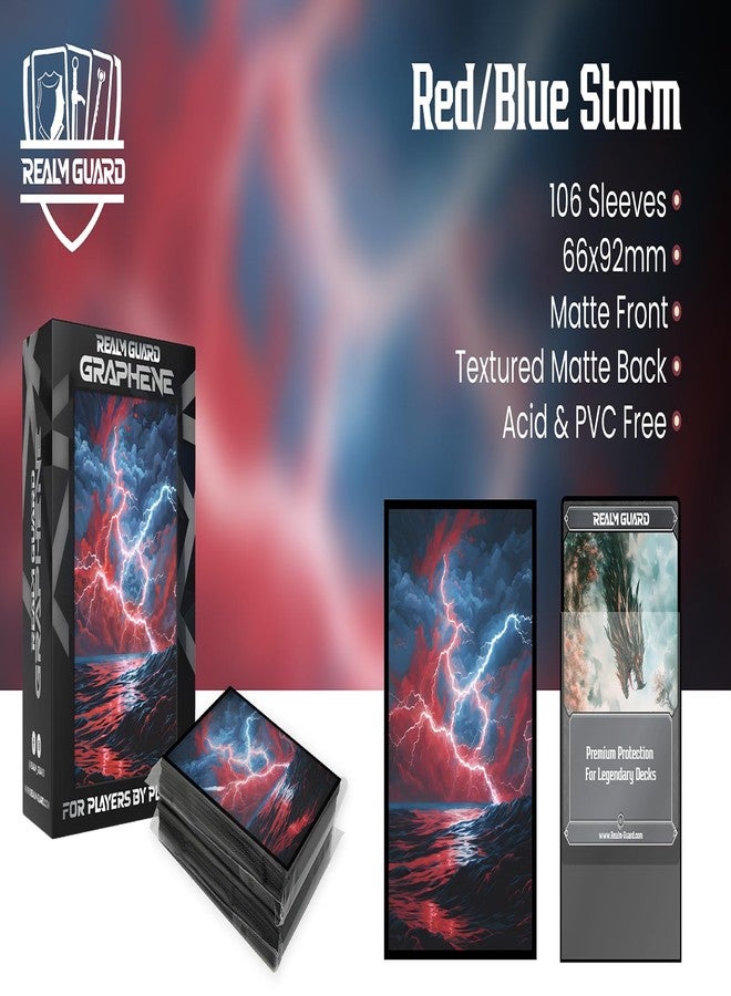 Realm Guard Graphene - 100ct أكمام فنية غير لامعة ذات ملمس خشن لبطاقات التداول/السحر (عاصفة حمراء/زرقاء) - Image 4