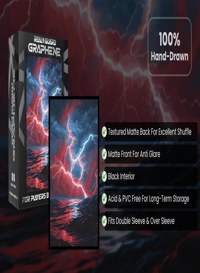 Realm Guard Graphene - 100ct أكمام فنية غير لامعة ذات ملمس خشن لبطاقات التداول/السحر (عاصفة حمراء/زرقاء) - Image 5