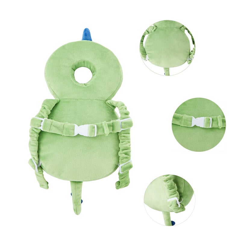 KingCheer Baby Back Potection Toddler Safety Protector Cushion Pad Toddler Backpack for Crawling Walking Adjustable Toddlers Back Safety Pad for Boys and Girls(Green Dinosaur) - Image 5