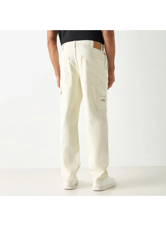 Lee Cooper Lee Cooper Regular Fit Solid Mid-Rise Jeans with Pockets