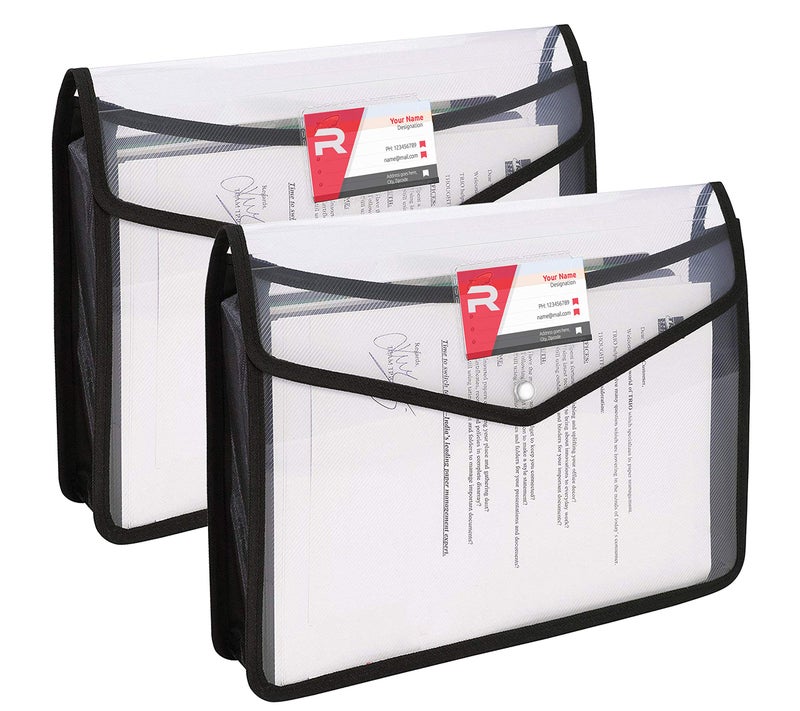 TULMAN 2 Pack A4 Size Document Organizer Transparent Project Envelope Folder with Snap Button Closure - Image 1