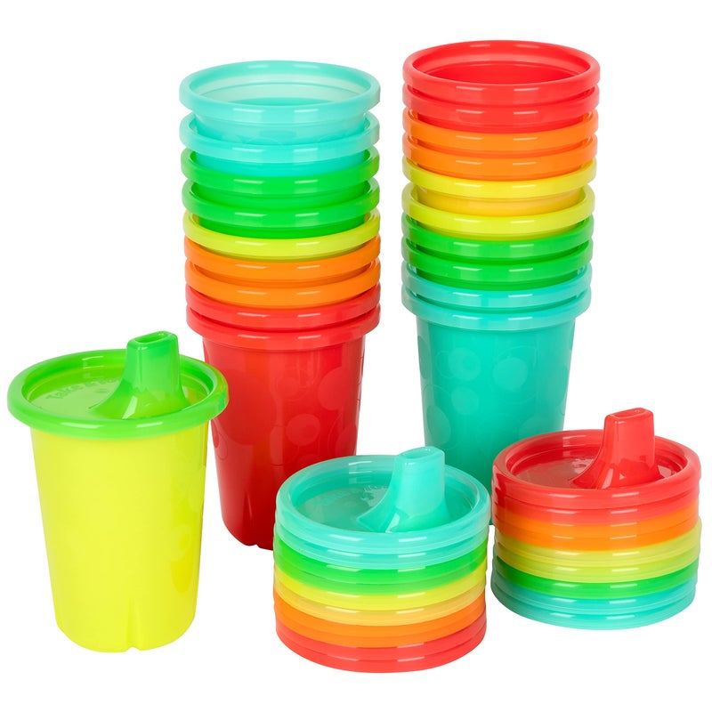The First Years Take & Toss Spill Proof Sippy Cups - Rainbow Party Pack - Reusable Toddler Cups - Kids Cups and Snap On Lids for Ages 9 Months and Up - 20 Count - Image 1