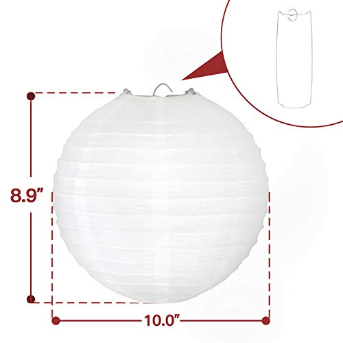 Novelty Place 10 inch White Paper Lanterns (Pack of 10) - Great Chinese/Japanese Home, Party & Wedding Decorations - Image 2