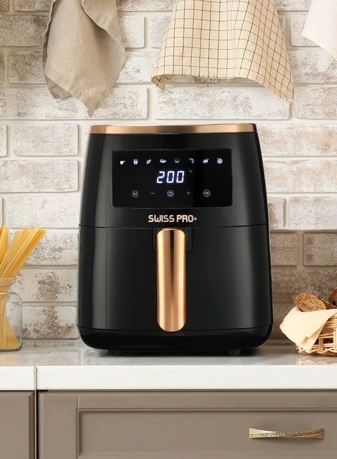 Swiss Pro+ Digital Air Fryer without Fat - Stainless Steel Black-  6.5L - 1500W