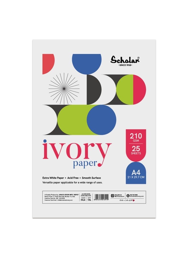 Scholar Loose Sheets – 210 GSM | Extra White Premium Artist Paper | 25 Sheets for Drawing, Sketching, Painting, Calligraphy & Mixed Media Art (A4) (Pack of 2) - Image 1