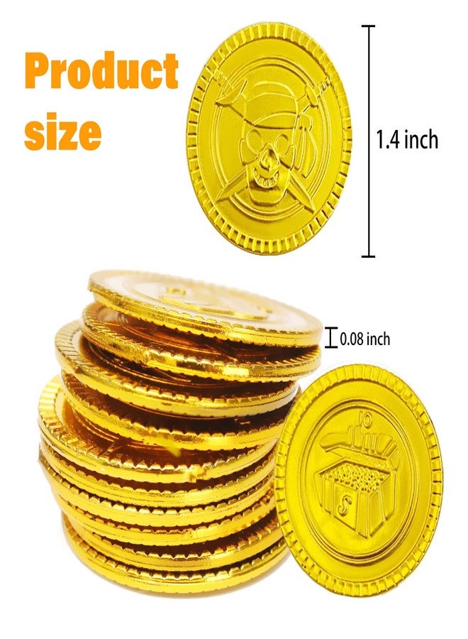 Geodurn 100 Pieces Plastic Pirate Gold Coins Set - Play Treasure Gold Coins for Pirate Themed Party, St. Patrick's Day, Treasure Hunt Game, Halloween and Novelty Party Favor - Image 2