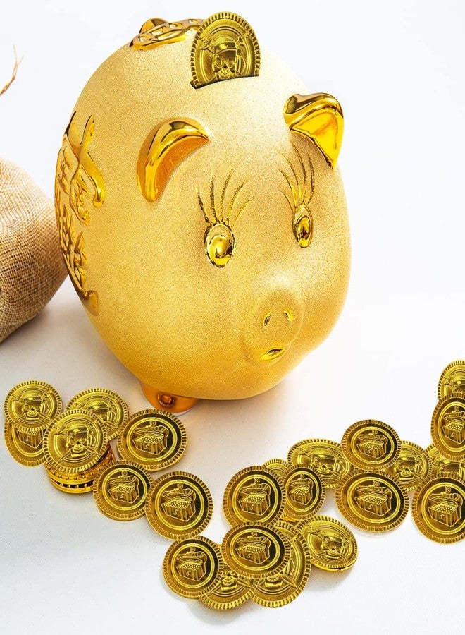 Geodurn 100 Pieces Plastic Pirate Gold Coins Set - Play Treasure Gold Coins for Pirate Themed Party, St. Patrick's Day, Treasure Hunt Game, Halloween and Novelty Party Favor - Image 4