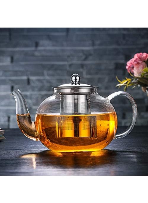 BLISS START BLISS START Large Glass Teapot Stovetop Kettle with Stainless Steel Removable InfuserStrainer Loose Leaf Tea Pot Maker Stovetop Safe and Strainer Perfect for Tea and Coffee Carafe 1000 ml  - Image 2