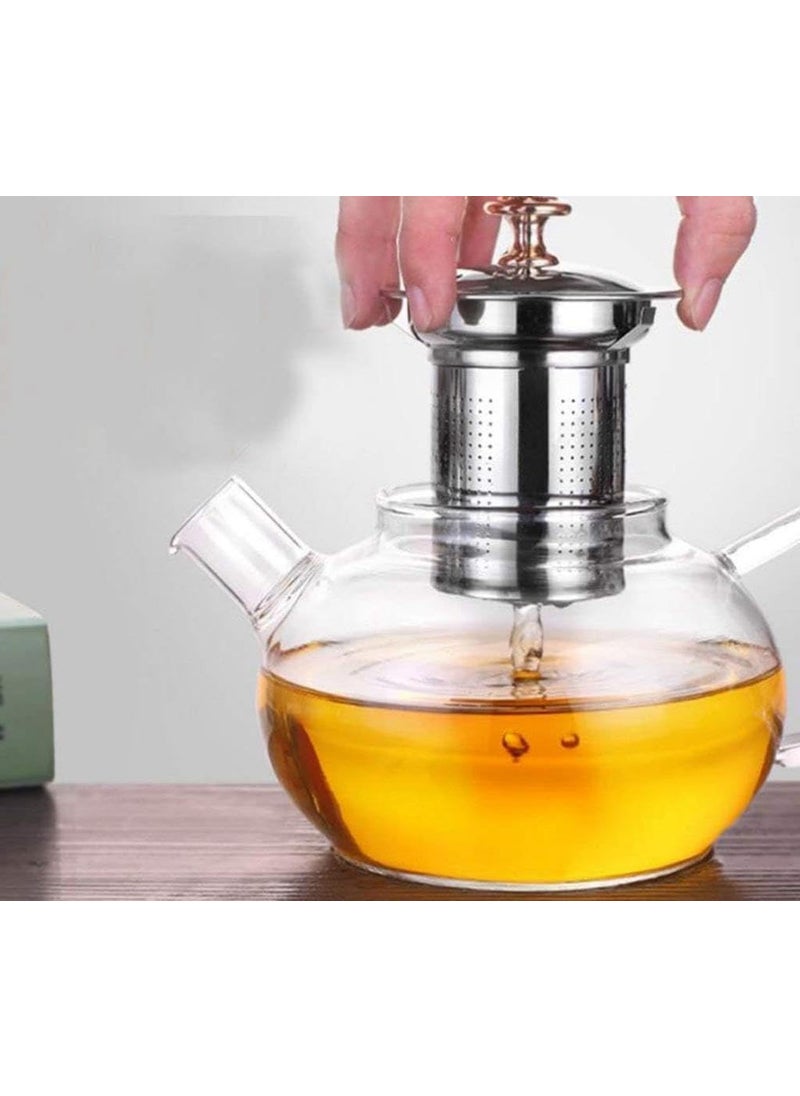 BLISS START BLISS START Large Glass Teapot Stovetop Kettle with Stainless Steel Removable InfuserStrainer Loose Leaf Tea Pot Maker Stovetop Safe and Strainer Perfect for Tea and Coffee Carafe 1000 ml  - Image 4