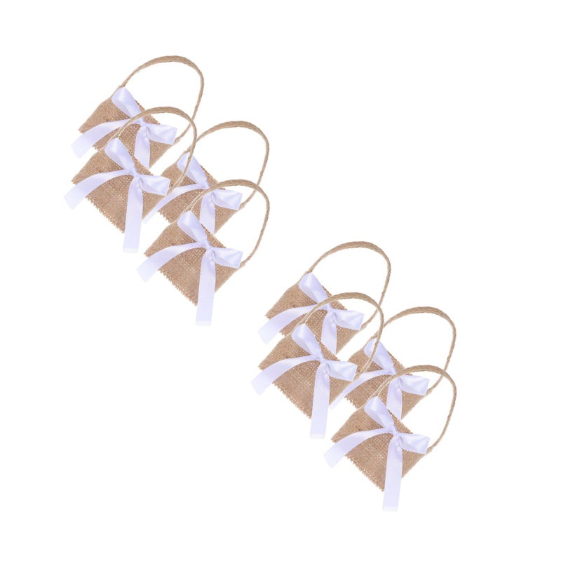 8 pcs Beautiful Wedding Party Bag Lovely Candy Storage Case Bag Linen Flower Basket( -248- ） - Image 5