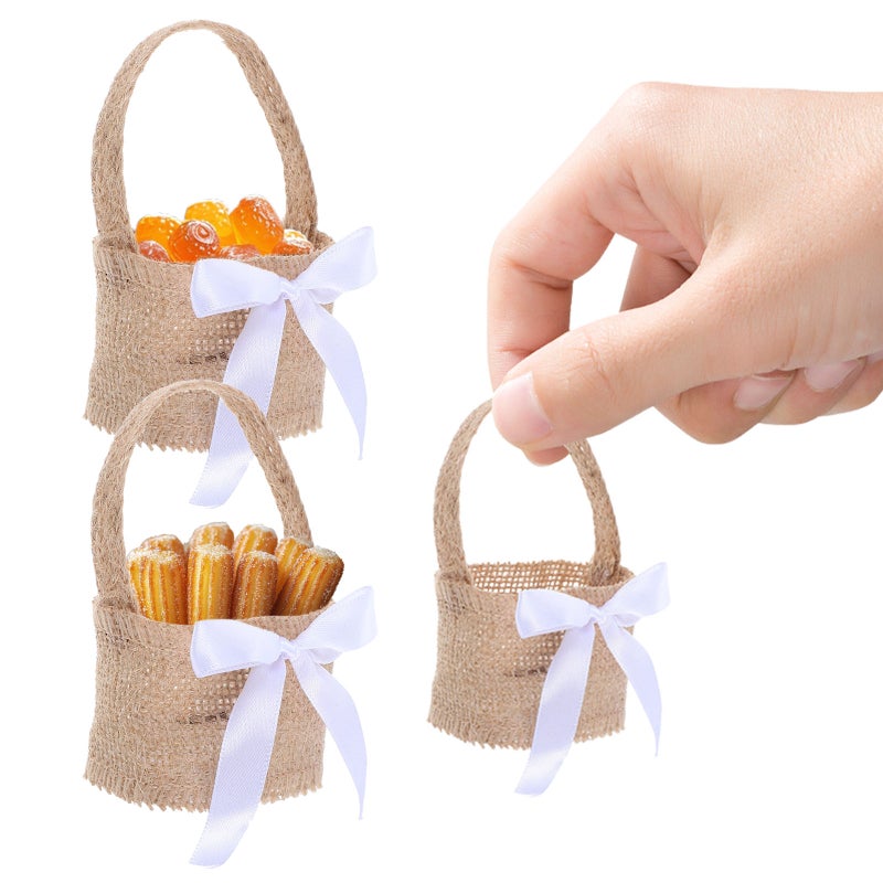 8 pcs Beautiful Wedding Party Bag Lovely Candy Storage Case Bag Linen Flower Basket( -248- ） - Image 3