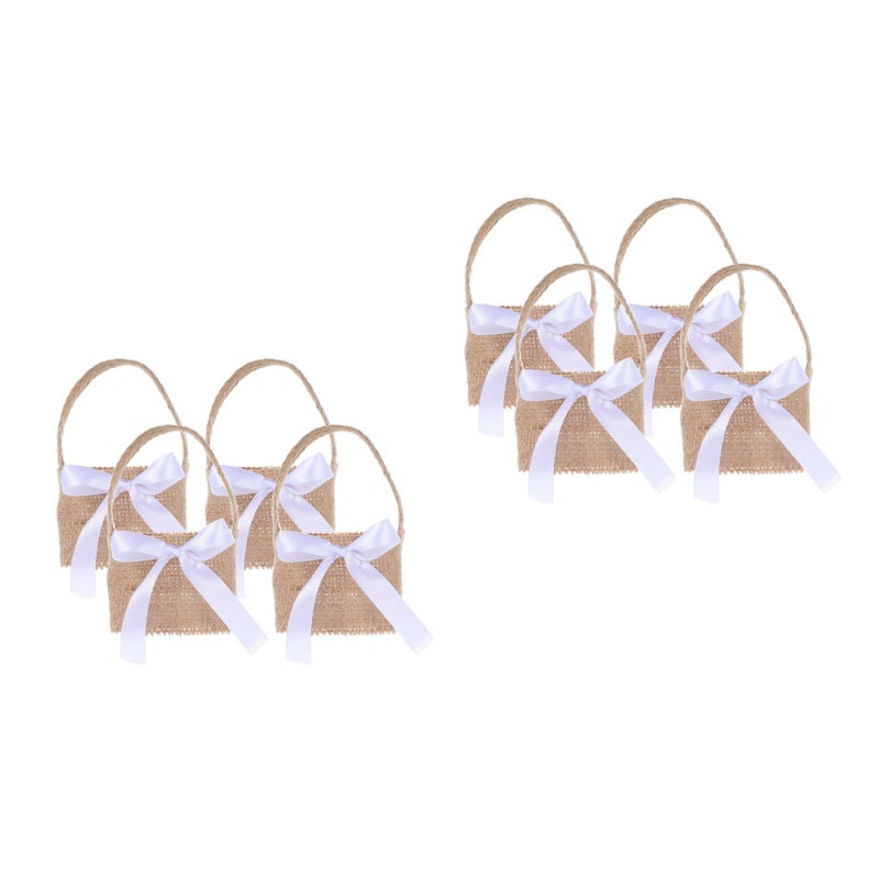 8 pcs Beautiful Wedding Party Bag Lovely Candy Storage Case Bag Linen Flower Basket( -248- ） - Image 4