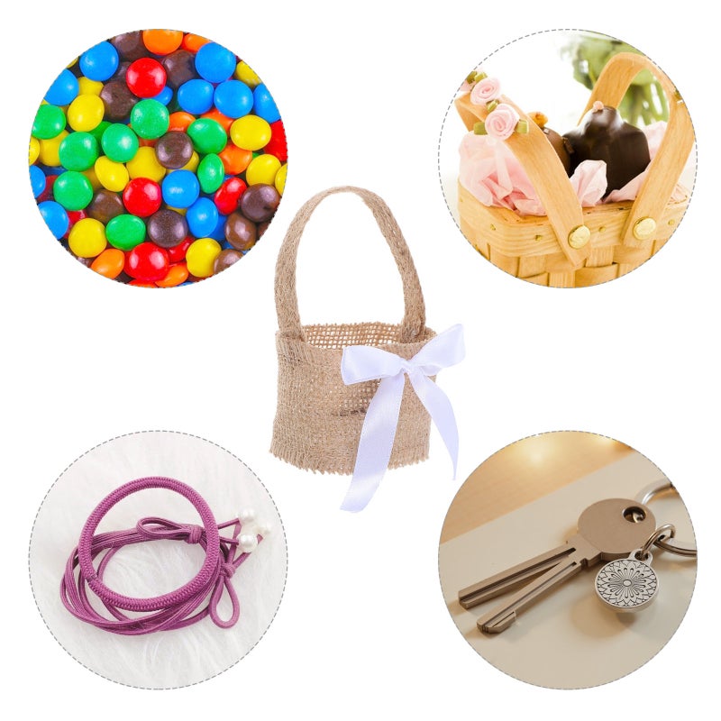 8 pcs Beautiful Wedding Party Bag Lovely Candy Storage Case Bag Linen Flower Basket( -248- ） - Image 2
