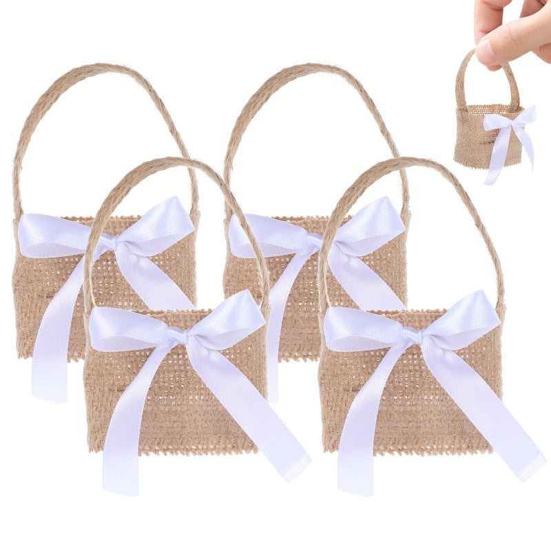 8 pcs Beautiful Wedding Party Bag Lovely Candy Storage Case Bag Linen Flower Basket( -248- ） - Image 1