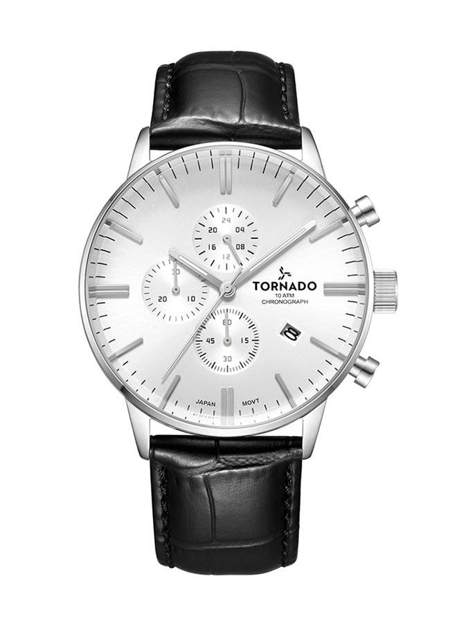 TORNADO Tornado CELESTIA ELITE Men's Japan Quartz Movement Watch, Chronograph Display and Leather Strap - T6102-SLBW, Black  - Image 1