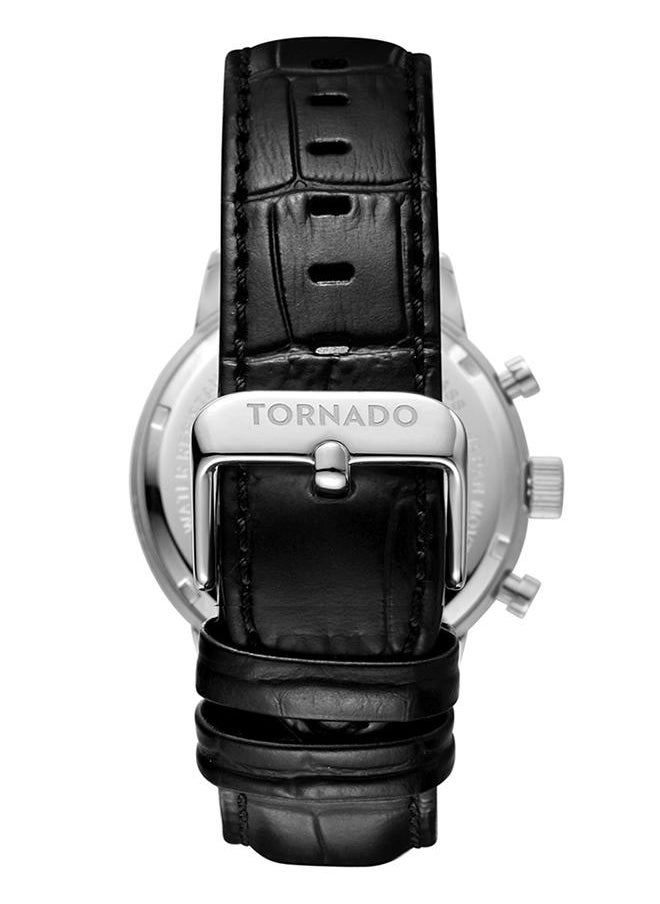 TORNADO Tornado CELESTIA ELITE Men's Japan Quartz Movement Watch, Chronograph Display and Leather Strap - T6102-SLBW, Black  - Image 3