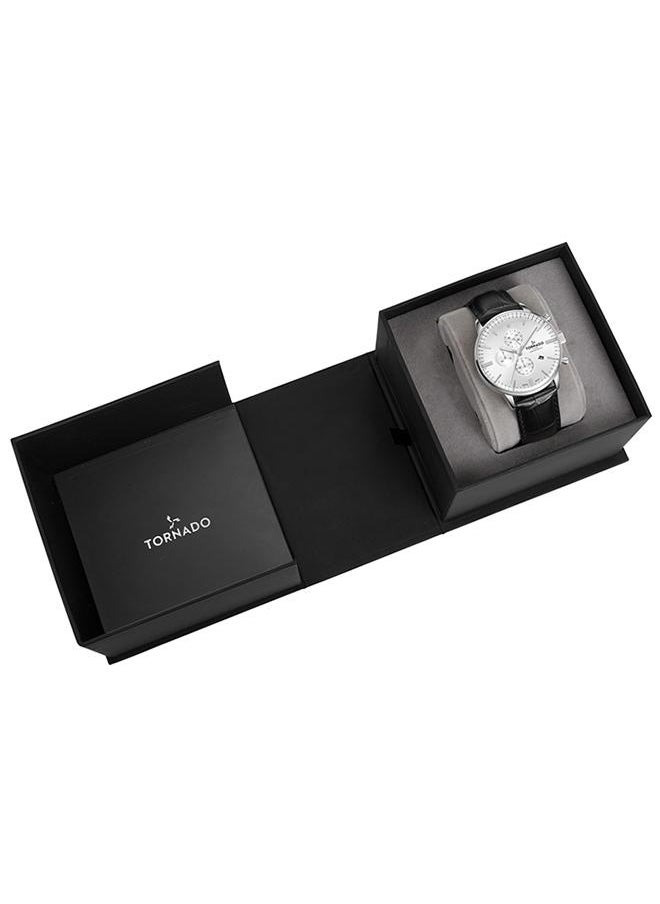 TORNADO Tornado CELESTIA ELITE Men's Japan Quartz Movement Watch, Chronograph Display and Leather Strap - T6102-SLBW, Black  - Image 4