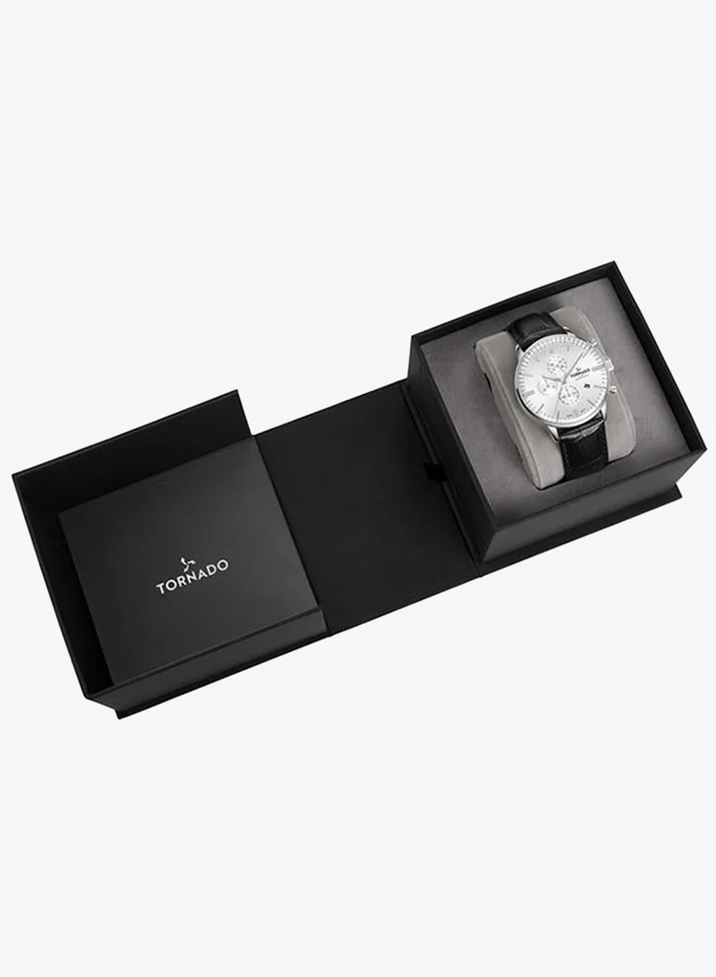 Tornado White Men's Genuine Leather with crocodile pattern Chronograph Watch T6102-SLBW - 43mm mm for Men | Best Price UAE