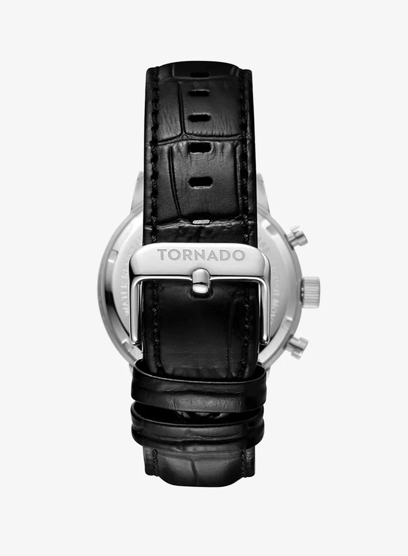 Tornado White Men's Genuine Leather with crocodile pattern Chronograph Watch T6102-SLBW - 43mm mm for Men | Best Price UAE