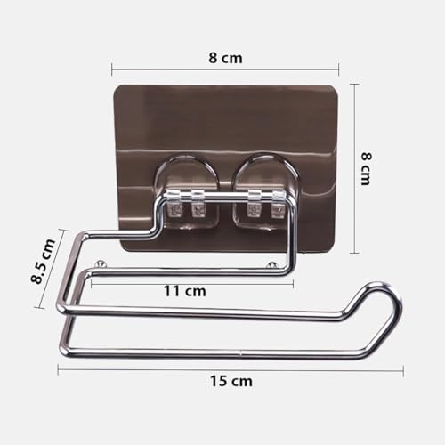 Zollyss Self-Adhesive Toilet Paper Holder, Stainless Steel, Double Bar Design, 15 X 8.5 CM (Sat of 2) - Image 2