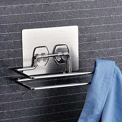 Zollyss Self-Adhesive Toilet Paper Holder, Stainless Steel, Double Bar Design, 15 X 8.5 CM (Sat of 2) - Image 4