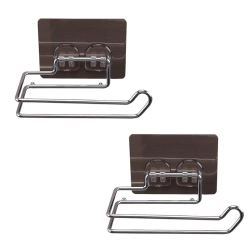 Zollyss Self-Adhesive Toilet Paper Holder, Stainless Steel, Double Bar Design, 15 X 8.5 CM (Sat of 2) - Image 1