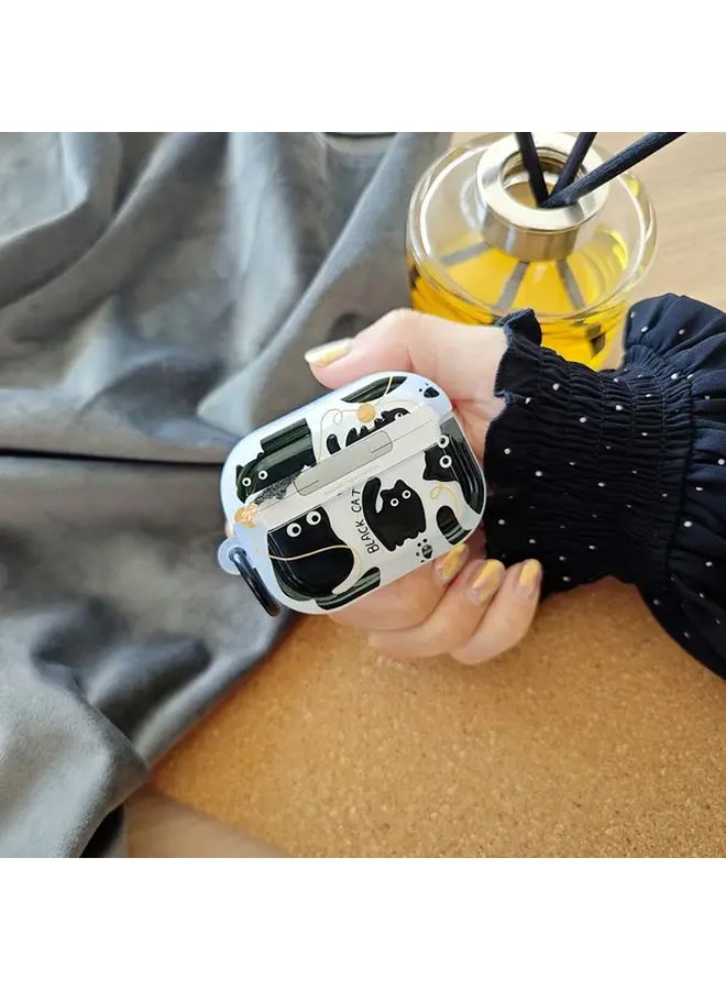 Cute Cartoon Black Cat Yarn Ball TPU Case Cover For Airpods 3 With Keychain - Image 5