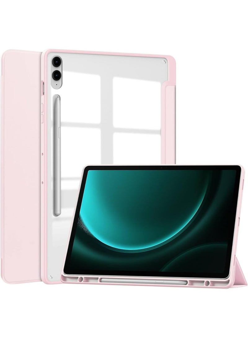 Hybrid Slim Case for Samsung Galaxy Tab S10 Lite / S10 FE / S9 FE 5G 10.9 inch, Clear Transparent Back Shell Case with S Pen Holder for Samsung Galaxy S10 Lite SM-X400 / SM-X406B (Pink) - Image 1