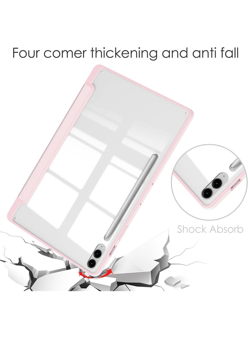Hybrid Slim Case for Samsung Galaxy Tab S10 Lite / S10 FE / S9 FE 5G 10.9 inch, Clear Transparent Back Shell Case with S Pen Holder for Samsung Galaxy S10 Lite SM-X400 / SM-X406B (Pink) - Image 4