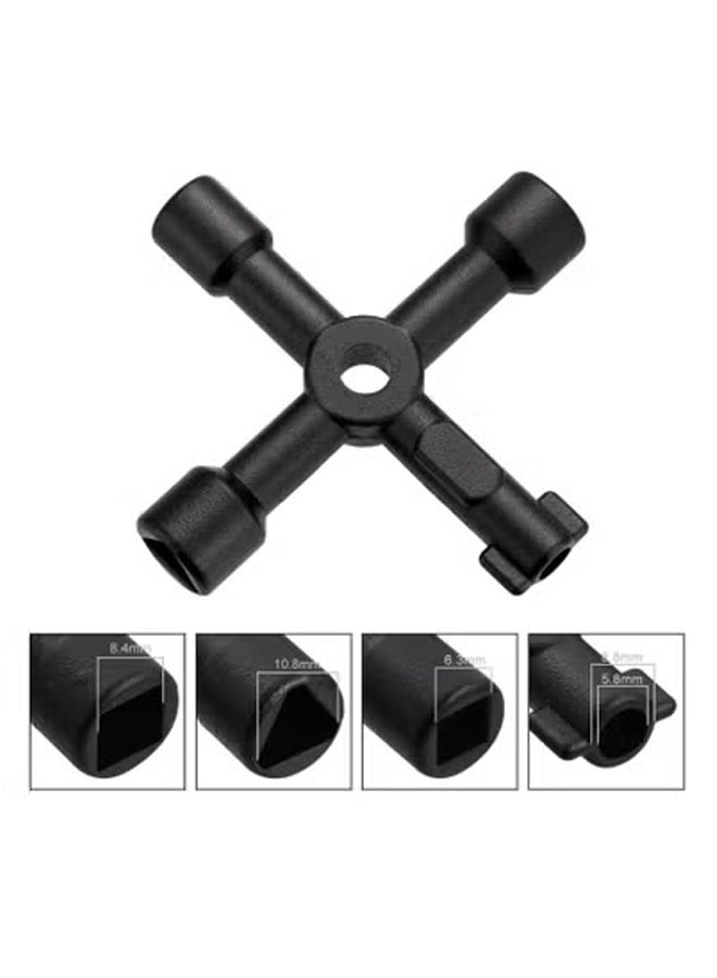Peachjoy Water Key Tool 4 Way, 2 Pack Universal 4 Way Multi Functional Utilities Key, Meter Box Key Gas Key Meter Key, Service Cross Key for Electric Water Gas Meter Box Cupboard Cabinet Opening Key(Silver+Black) - Image 3