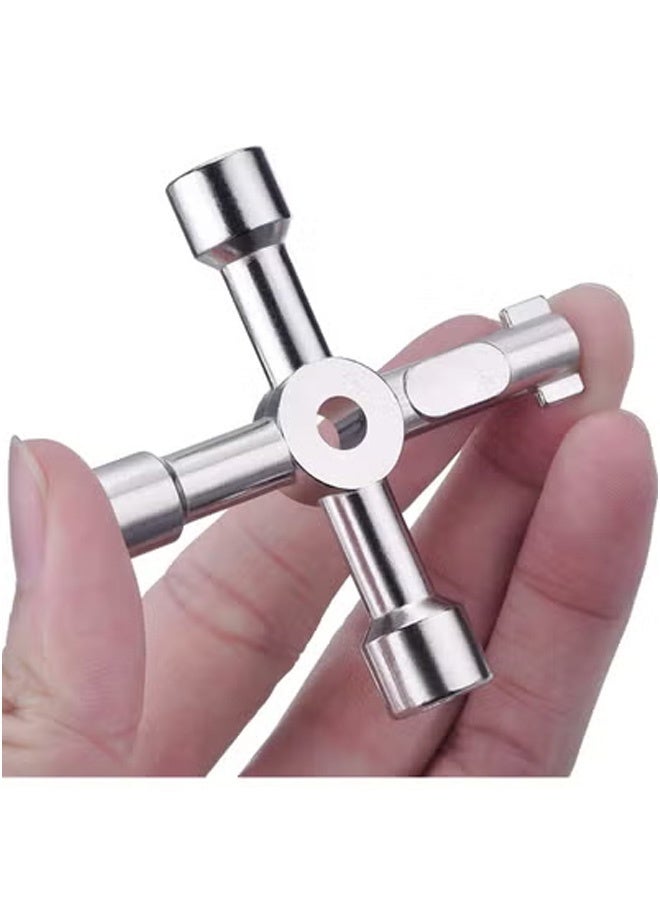 Peachjoy Water Key Tool 4 Way, 2 Pack Universal 4 Way Multi Functional Utilities Key, Meter Box Key Gas Key Meter Key, Service Cross Key for Electric Water Gas Meter Box Cupboard Cabinet Opening Key(Silver+Black) - Image 5