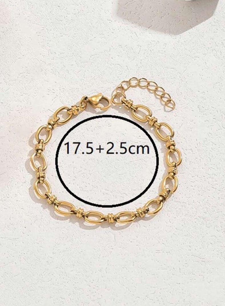 إيكوال اسوارة نسائية أنيقة وعالية الجودة مصنوعة من الاستانلس ستيل مطلية باللون الذهبي - Image 4