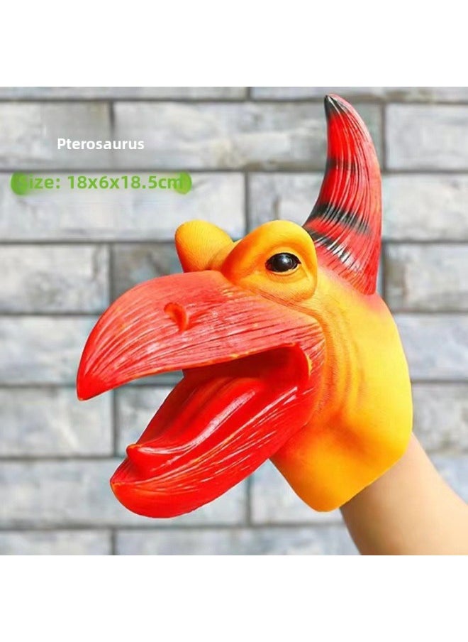 Generic - Direct Dinosaur Hand Puppet Gloves Soft Glue Triceratops Tyrannosaurus Rex Children's Simulation Animal Model Toys-Color:Pterosaur [Hand Puppet]] - Image 1