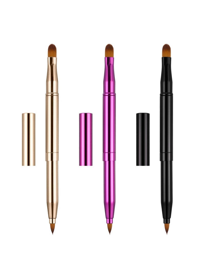 Captaintech Retractable Dual-End Lip and Concealer Brush Set - 3 Portable Makeup Applicators for Lipstick, Eyeshadow, and Foundation - Perfect for On-the-Go Touch-Ups! - Image 1