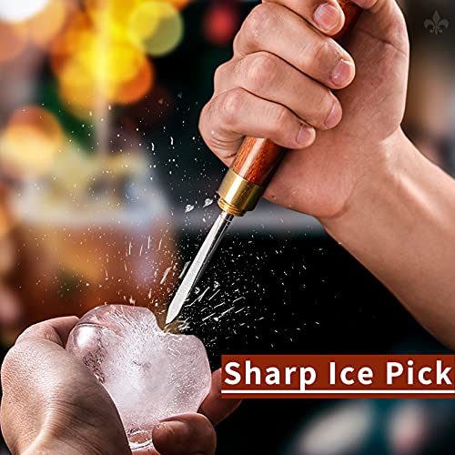 LINALL Ice Pick - 17cm / 7" Stainless Steel Ice Chipper with Wood Handle, Japanese Style Ice Crusher ideal for Bars, Bartender. Best Carving Tool (7 inch) - Image 4
