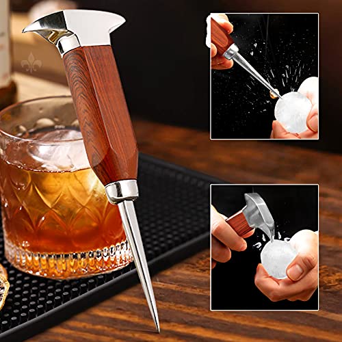 LINALL Ice Pick - 17cm / 7" Stainless Steel Ice Chipper with Wood Handle, Japanese Style Ice Crusher ideal for Bars, Bartender. Best Carving Tool (7 inch) - Image 3